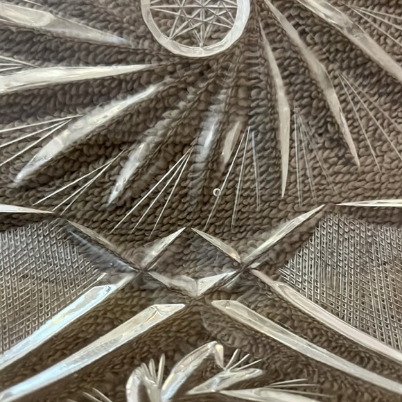 Oval cut glass serving dish 13” 6.50” 2.75” vintage perfect condition air bubble - Picture 2 of 6